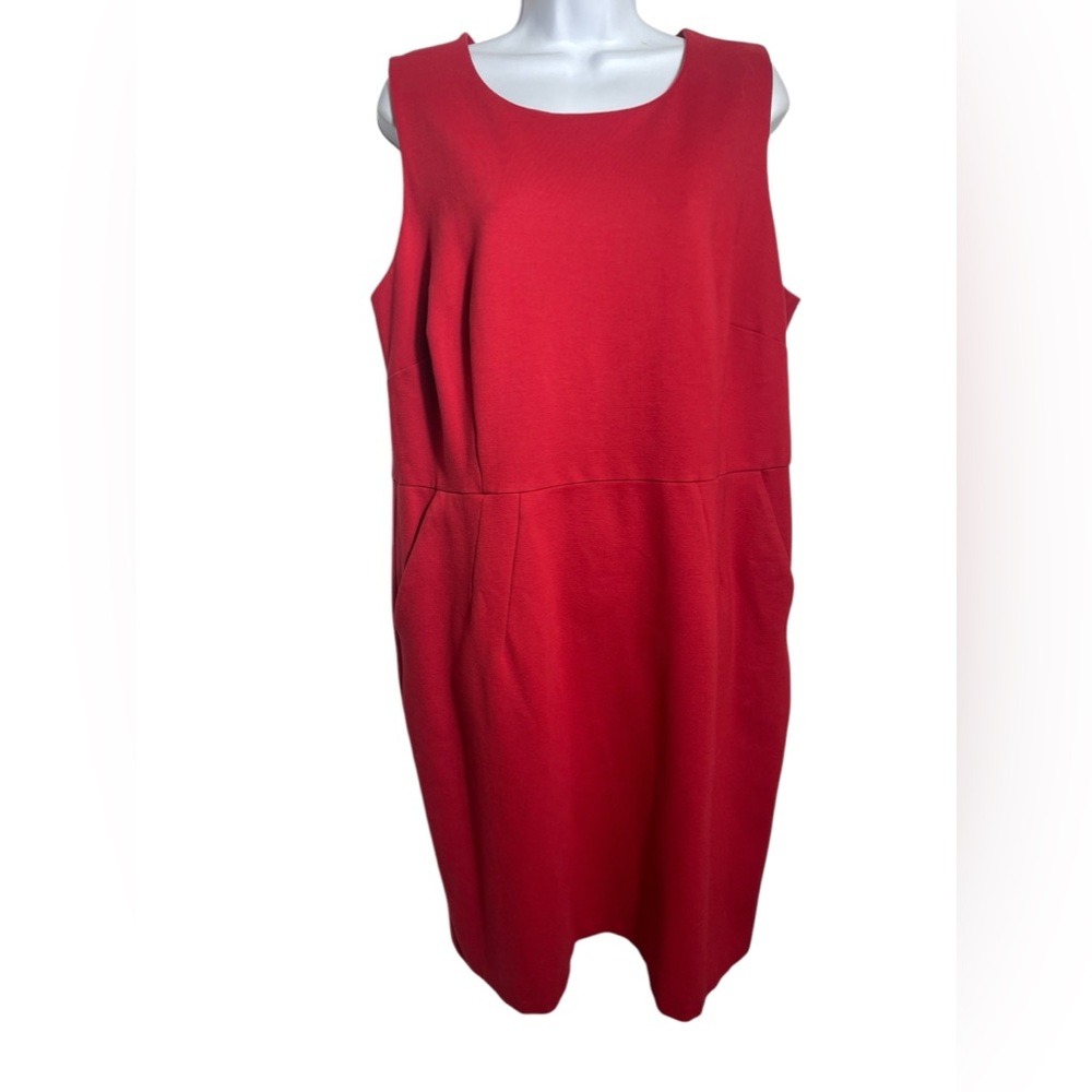Lands End dress size 20W true red sleeveless solid dress PERFECT ❤️❤️